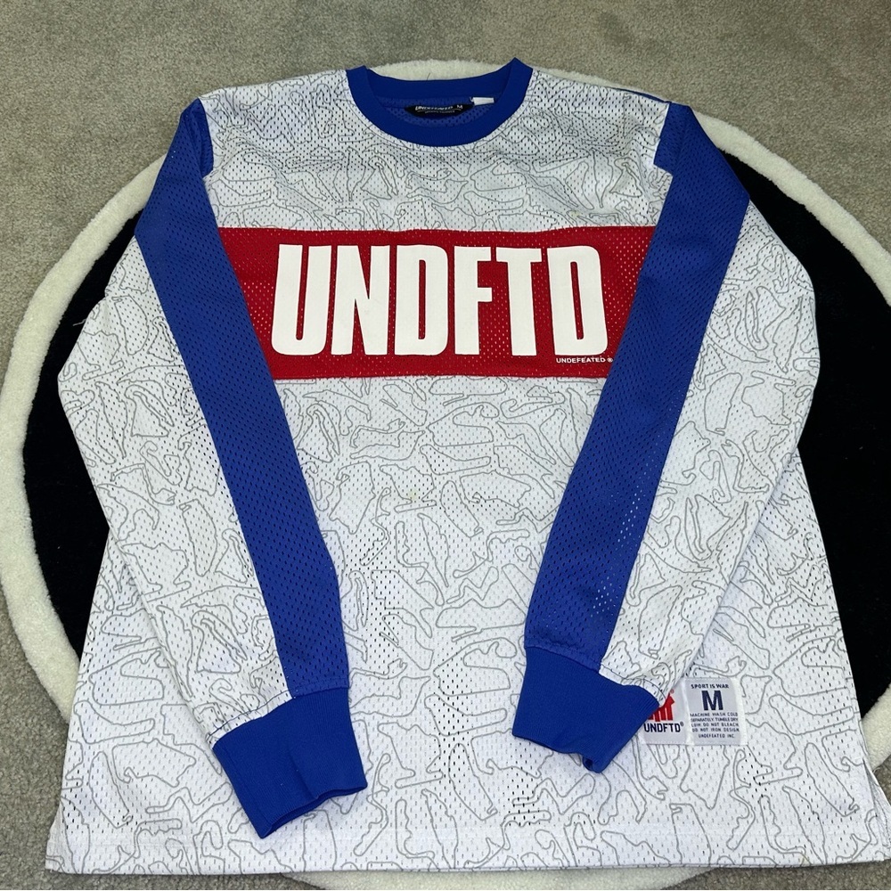 Undefeated Crewneck Sweater Blue and White Dynamic Design